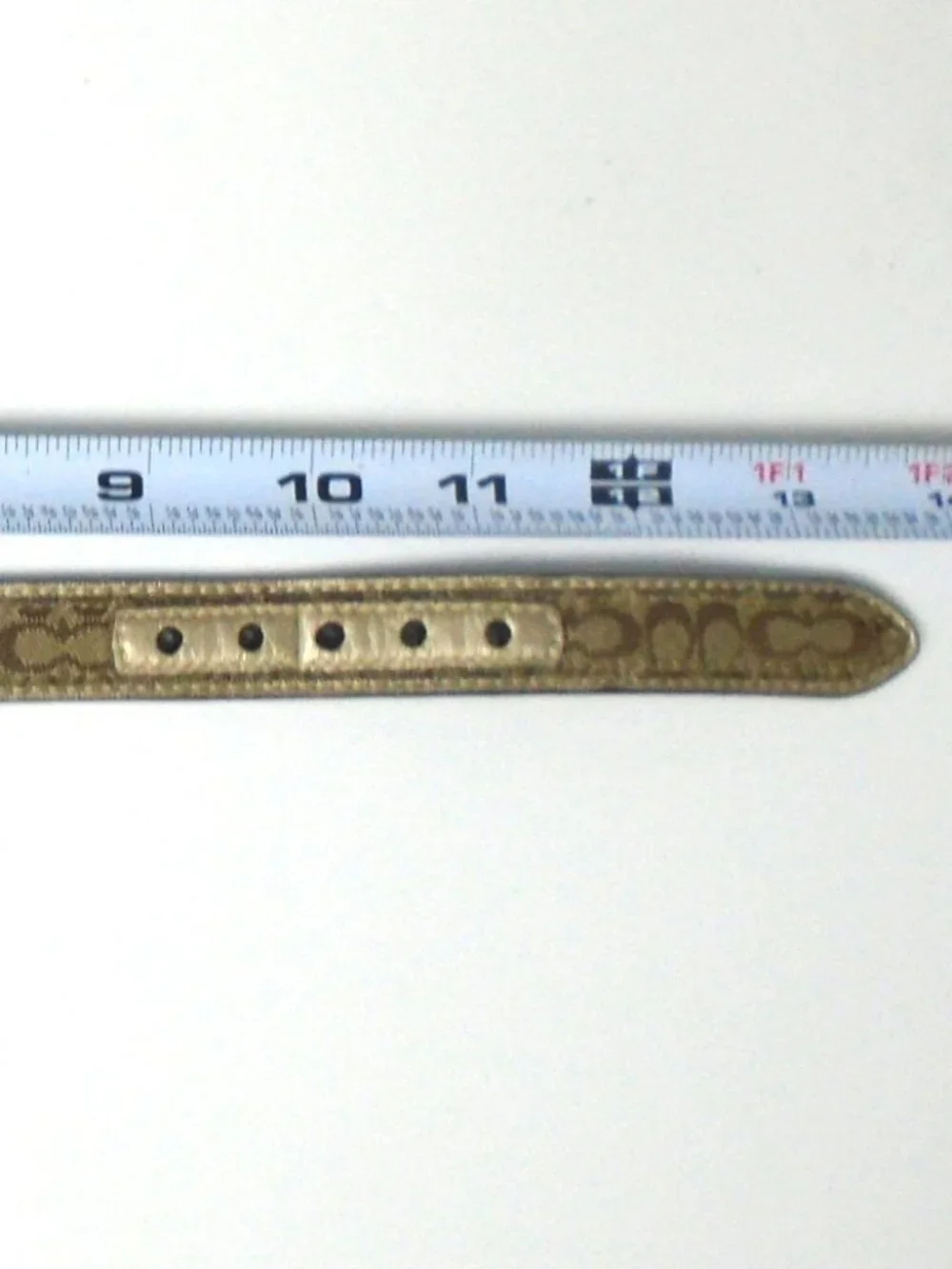 COACH GOLD LEATHER BROWN JACQUARD SIGNATURE C DOG PET COLLAR LEASH SET SIZE XS